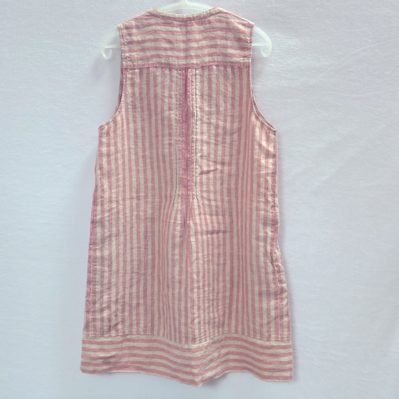 Faherty Isha linen dress pink and natural striped - Picture 6 of 6